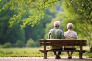 Rentner auf Parkbank